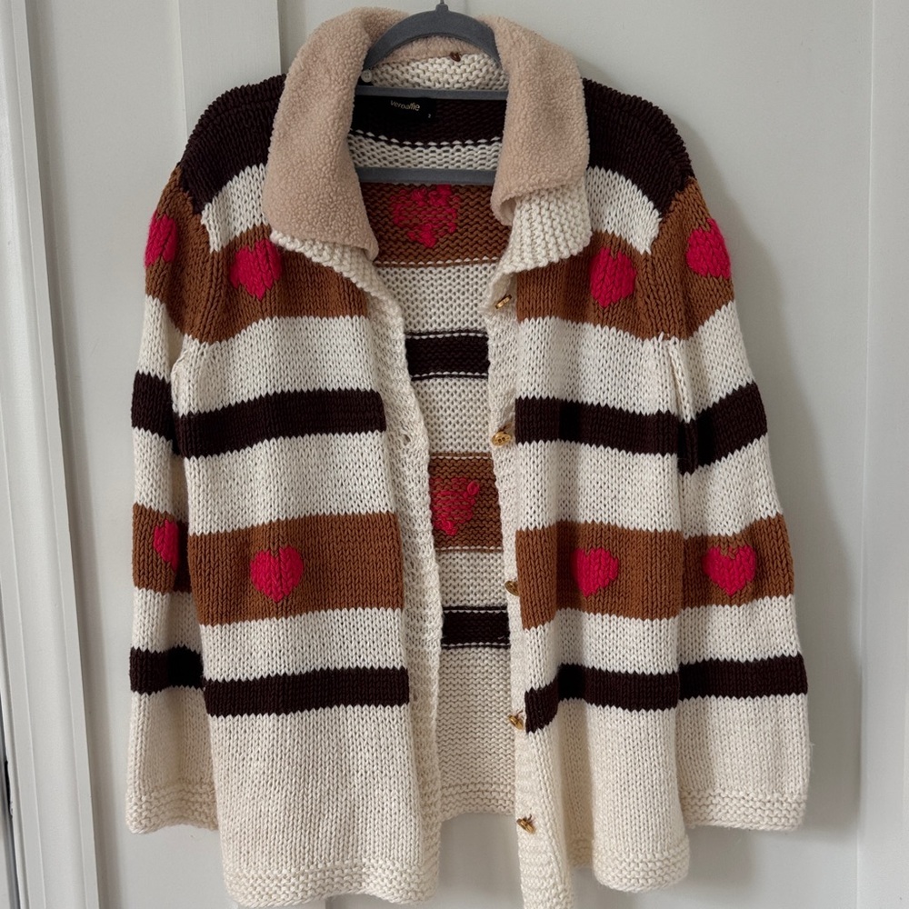 Anthropologie Vero Alfie Hand-Knit Cardigan Sweater Size 2 - Picture 3 of 16